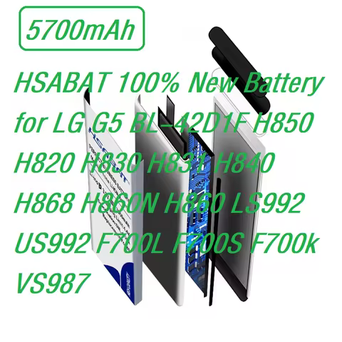 HSABAT 100% New 5700mAh Battery for LG G5 BL-42D1F H850 H820 H830 H831 H840 H868 H860N H860 LS992 US