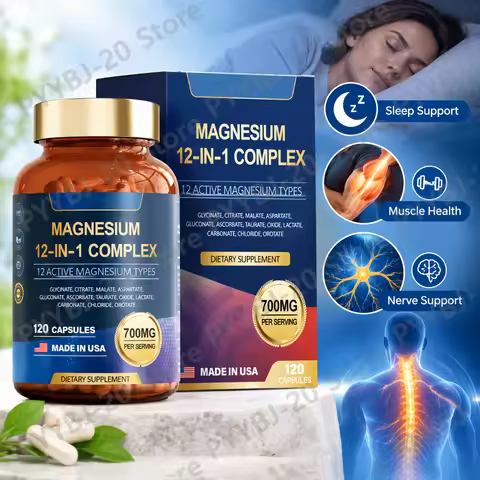 Magnesium 12-IN-1 Capsules Support Muscle Health Nerve Support Sleep with Magnesium Glycinate Citrat