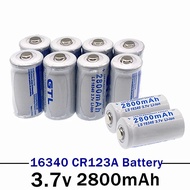 1-10pcs Large Capacity 2800mah Rechargeable 3.7V Li-ion 16340 DL123A LED Flashlight For 16340 cr123