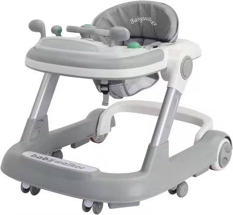 2 in 1 Baby Walker, Toddler Baby Push Walker with Removable Feeding Tray and Music Tray(Without Batt