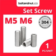 M5 M6 Hex Socket Set Screw / Grub Screw DIN916 | SUS 304 Stainless Steel Grade A2-70 | Skru Allen Ke