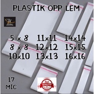 OPP GLUE plastic size 5x8 8x8 10x10 11x11 12x12 13x13 14x14 15x15 16x16.