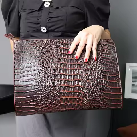 Fashion Clutch Men Women Handbags Luxury Crocodile Pattern Leather Clutches Bag Men Business iPad Ba