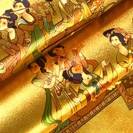 5 Square Qingming River Map Gold Foil Golden Wallpaper Hotel Reflective Living Room New Chinese Clas