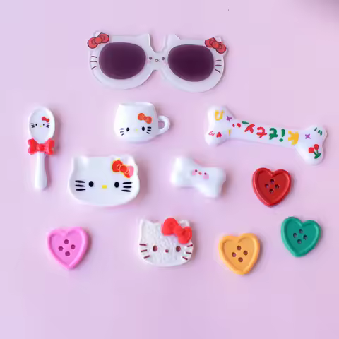 MINISO Hello Kitty Summer Shoe Accessories For Cute DIY Fashion Shoe Charms Heart Button Sunglasses 