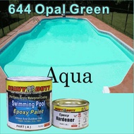 644 OPAL GREEN SWIMMING POOL EPOXY PAINT /Heavy Duty • 2-Part Epoxy Acrylic Waterproof Coating • Kolam Renang