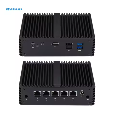 5x Intel 2.5G LAN Qotom Mini PC J4105 Quad Core 1.5 GHz to DIY Soft Router Firewall Fanless Running 