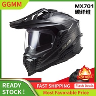 GGMM LS2 หมวกกันน็อคแรลลี่ออฟโรดคาร์บอนไฟเบอร์หมวกกันน็อครถจักรยานยนต์ชายและหญิงรถจักรยานยนต์สี่ฤดูหมวกกันน็อคเต็มเลนส์คู่กันหมอก MX701