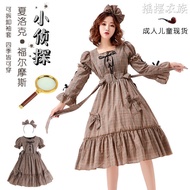 Detective Sherlock Holmes Costume - British Style Plaid Skirt for Cosplay