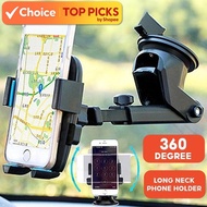 Universal 360° Long Neck Car Phone Holder – Adjustable Mobile Phone Mount for Dashboard & Windshield