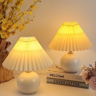 Nordic จีบโต๊ะโคมไฟ7W เซรามิกส์ Dimming โคมไฟตั้งโต๊ะ E27ข้างเตียงนอน3สี Dimming Night Light Lamp