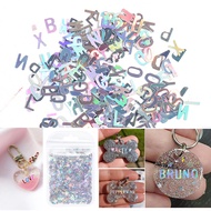 10g Holographic Glitter English Alphabet Flakes For Epoxy Resin Filling Laser Letter Resin Sequins Filler Silicone Mold Handmade DIY
