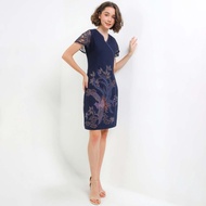 Rianty Batik Premium Wanita Dress Furing Navy Firanza Firenze
