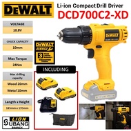 DEWALT DCD700C2-XD 10.8V Li-ion Compact Drill Driver / 10mm / 24Nm / 3 years limited warranty