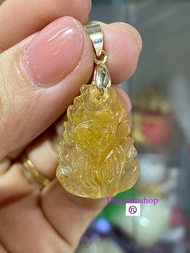 Mặt dây chuyền hồ ly chúa đá thạch anh tóc vàng thiên nhiên