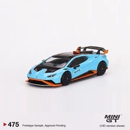Mini GT 1:64 xe mô hình Lambor Huracan STO hợp kim Die-cast Chạy Xe-màu xanh laufey #475 LHD