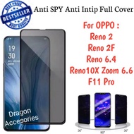 Anti SPY Full Cover Reno 2 2F 6.4 10X Zoom 6.6 F11 Pro Tempered Privacy Magic Glass Screen Protector