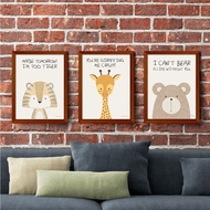 30X40CM ART PRINTS WITH FRAMES (Animals A) SET OF 3 Wall Decoration Poster