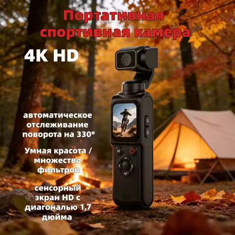 Pocket Gimbal Camera, 4K Action Camera, Vlog Camera, Face Tracking Camera, Portable Video Camera, Wi