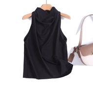 Md Womens Summer New Light Mature Commuter Style T-shirt Draped Swing Collar Sleeveless Shirt Top 06