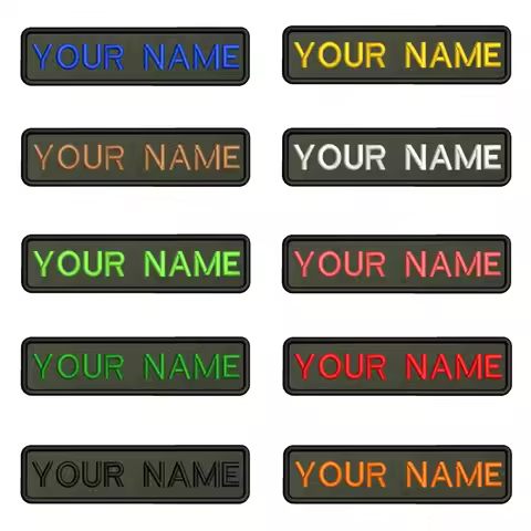 10X2.5cm Army Green Background Embroidery Custom Name Text Patch Stripes Badge Hook Loop Patches For