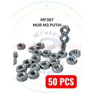 50 PCS M3 WHITE Nuts Key 6 Fine Thread 3 milli M3 Screw