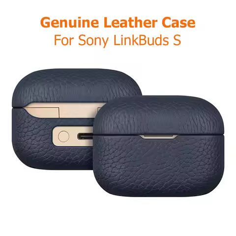 Genuine Leather Case For SONY LinkBuds S Luxury Real Leather Handmade LinkBuds S Cover Lychee Patter