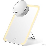 OMIRO Makeup Mirror with Light with 10 Times Magnifying Glass, 8 x 5 Inch Table Mirror, with Bracket