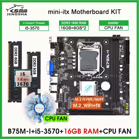 B75 mini itx placa mae Motherboard lga1155 kit set i5 3570 CPU 16GB DDR3 1600MHz Memory and CPU cool