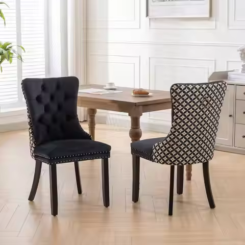 Set Of 2 Velvet Dining Chairs, High-End Tufted Solid Wood Contemporary Velvet Upholstered Dining Cha