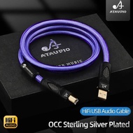 ATAUDIO Silver Plating HiFi USB Cable High Quality DAC Type A to B Audio Cable for HiFi DAC Amplifie
