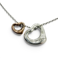 成色極佳☆TIFFANY&Co. Tiffany Elsa Peretti 雙心型鏤空迷你項鍊 AG925 AU750 (YG) 銀/金 重2.4克 女士款 附原廠盒及防塵袋