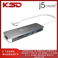 j5create J5 Create JCD372 L Shape Type-c to Hdmi / 2-Usb 3.1 / Card Reader Multi Adapter