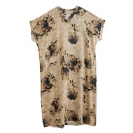 XITAO Half Sleeve Print Dress Casual Loose Fitting A-line V-neck Elegant Flower Long Style Summer Wo