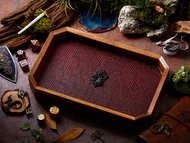 Dragon Shield Dice Tray | Red Leather & Metal Shield Black | Octagon Dice Tray | Faux Leather | RPG 