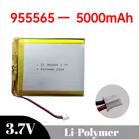 3.7V 5000mAh 955565 Polymer Lithium Battery Jst PH 2.0mm 2pin Plug for Mobile Power Smart Home Air C