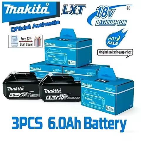 Genuine Makita 18V 6.0Ah battery with charger set for Makita 18V power tool DDF487 DTW700 GBA404 DUC