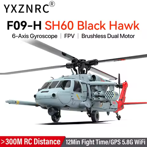 YXZNRC F09-H RC Helicopter 1:47 SH60 2.4G 6-Axis Gyroscope 8CH GPS Optical Flow Positioning 5.8G FPV