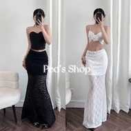 V01/ 2-layer fishtail lace CV, back zipper (2 colors black/white, with real photos) Peo’s Shop