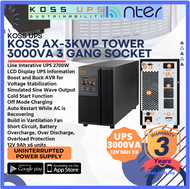 KOSS Axcell Tower 3000VA 2700W 3x UK 3 Pin Socket 6x 12V 9 AH Back Up Battery AX-3KWP