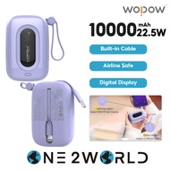 WOPOW SQ27 Super Mini Powerbank: Airline-Safe, 10000mAh Capacity, LlGHT-NlNG/Type-C Built-in Cable