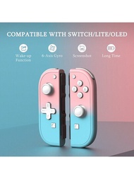 Switch Switch/oled/lite Joycon專用joycons,joy Con控制器支持喚醒和6軸陀螺儀,配有握柄和背帶（粉紅和藍色）