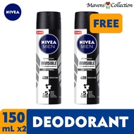 (Buy 1 Take 1) NIVEA MEN Deodorant Invisible for Black and White Power Spray 150mL ORIGINAL 48 Hour 