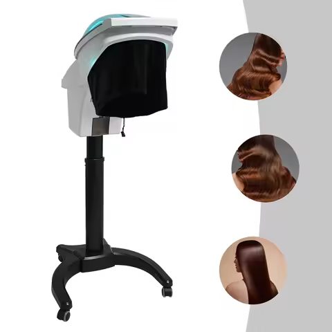 White Plastic Hair Steamer,7 Light 700W Standing Hair Steamer Adjustable Height 60*58*149cm for Home