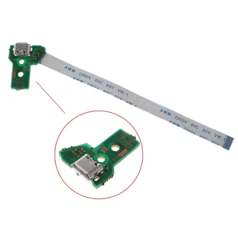 JDS-030 USB Charging Port Socket Board 12 pin Flex Ribbon Cable with Board for PS4 DualShock 4 Contr