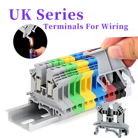 Superior UK Terminals Screw Clamp Connector for Wiring, Brass DIN Rail Connector, UK1.5N/2.5B/3N/5N/