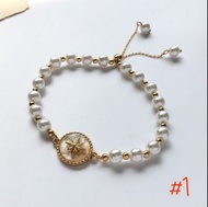 【艾米兒】心型手鍊心心手圈珍珠手鏈多層手鏈銀杏葉手镯太空人手串條水鑽石字母蝴蝶金色鏈子鏈條月亮鎖匙美人魚月光石草莓晶兔子小熊