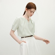 Fensi Lanen Diamond Collar Emulate Jadeite Womens Shirt Korean Style Loose Fit Short Sleeve Thin Sum