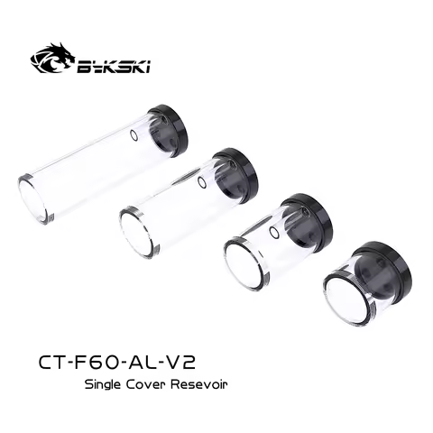 Bykski 60mm Metal Single Cap Acrylic Reservoir for Combo Pump CT-F60-AL-V2