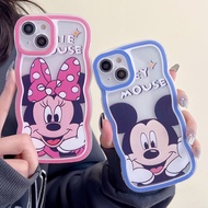 Casing OPPO A37 A37f A37fw A37m A39 A59 A79 A71 F1S F9 Pro F11 Pro F7 ShockProof Lens Protection Cover Wave Frame Cartoon Mickey Minnie Pattern Mobile Phone Case